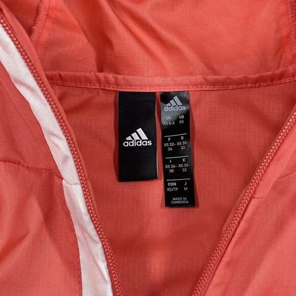 adidas Jacket Womens XS Salmon Pink Hooded Ripstop Windbreaker W.N.D Running - Picture 2 of 12